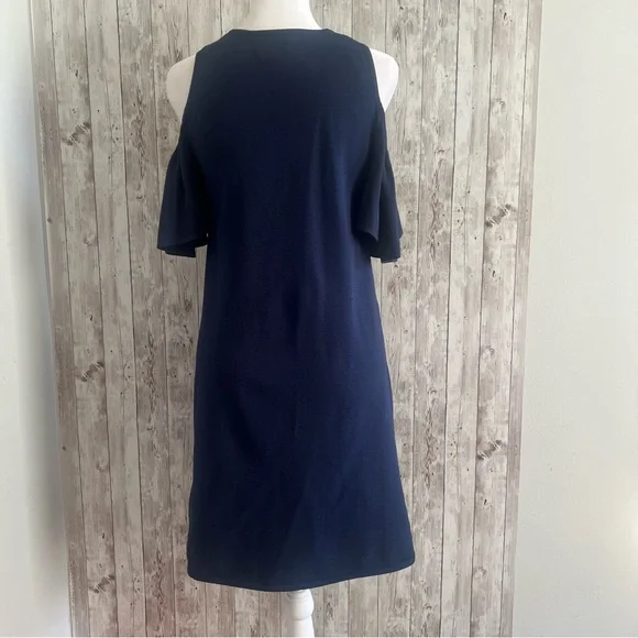 Milly Navy Blue Cold Shoulder Mini Dress Crewneck Small - Picture 2 of 6